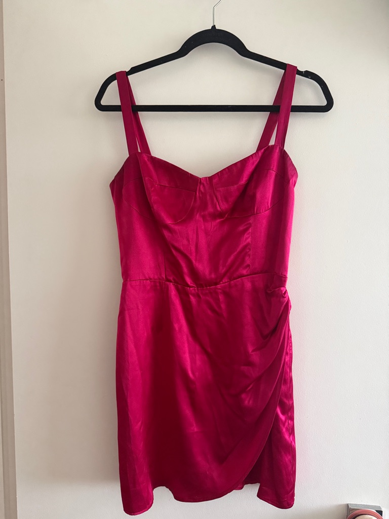 Reformation 100% Silk Fonda Mini Dress In Rhubarb